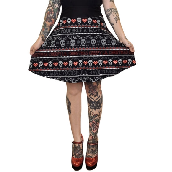 Too Fast Dresses & Skirts - Too Fast Creepy Lil Christmas Skater Skirt NWT
